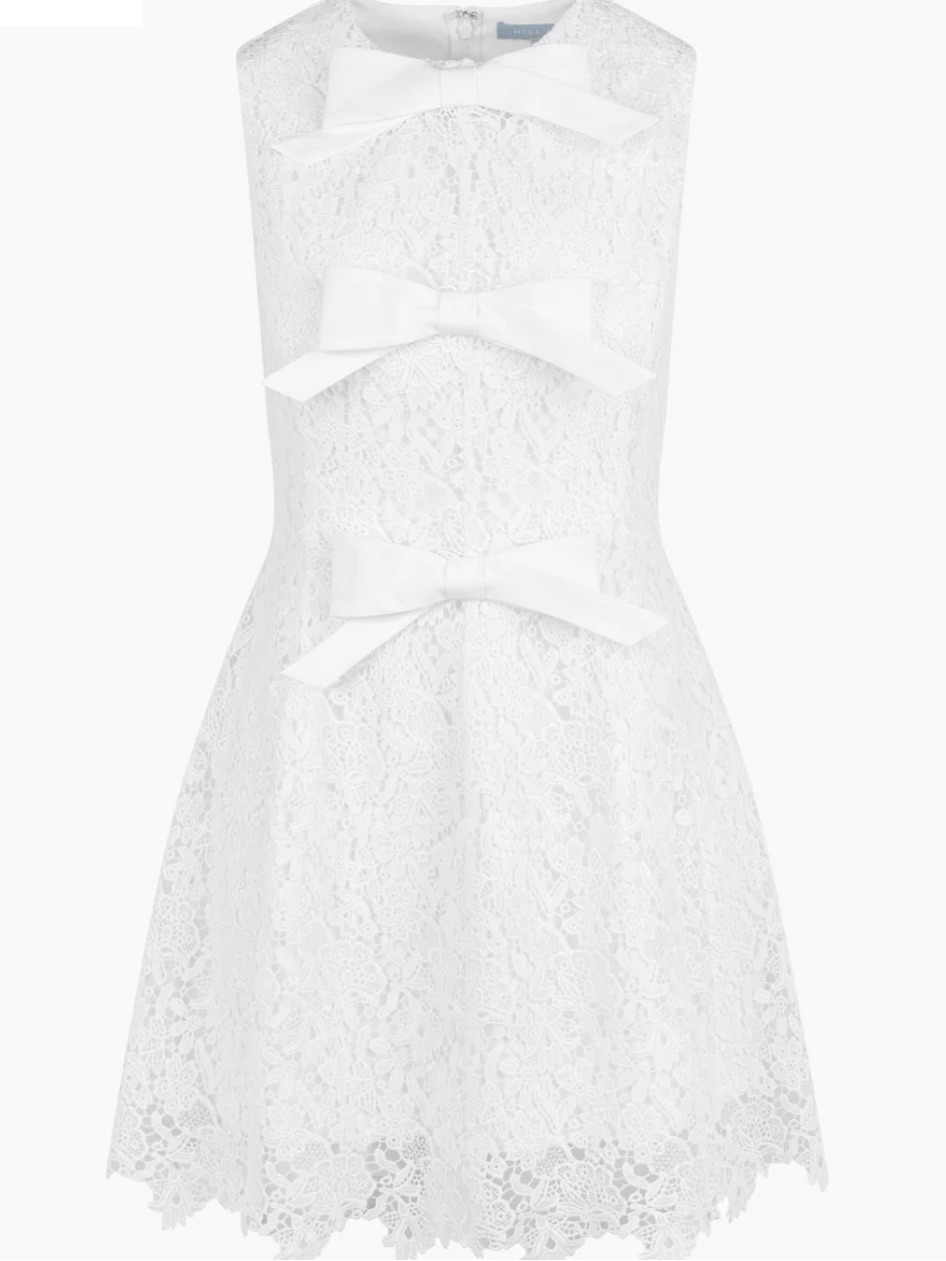 Hill House White Lace Mini Blythe Bow Dress